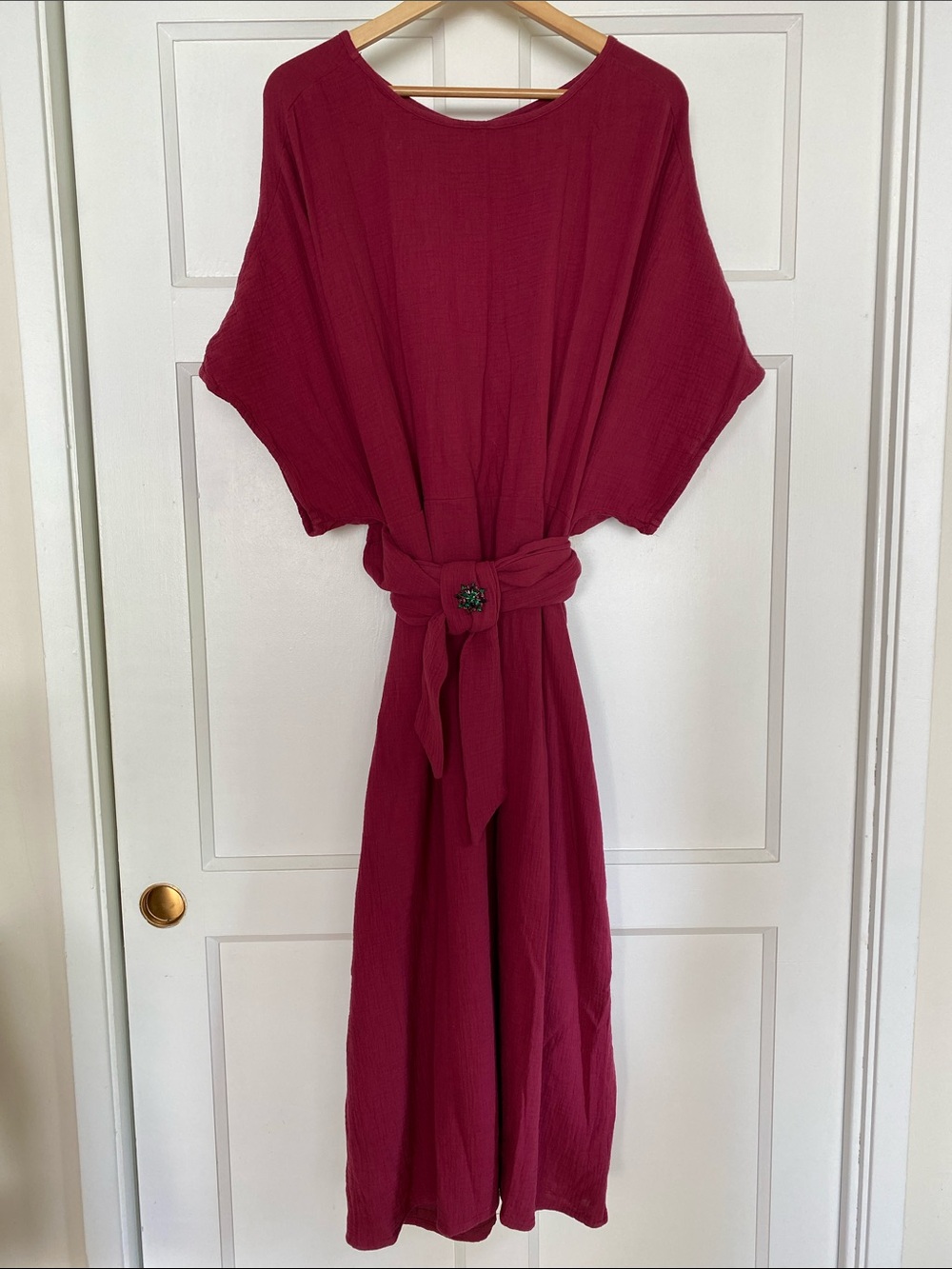 Raspberry Red Belted Maxi Dress